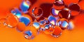 Model of the molecule on red and orange background. Abstract 3d illustration relevant to scientific, chemical, and physical