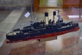 Model of an old military steam ship close-up Royalty Free Stock Photo