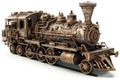 Model of the old steam locomotive on a white background. Generative AI Royalty Free Stock Photo