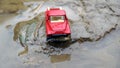 Model of pickup stuck in the sand on the beach Royalty Free Stock Photo