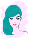 Model with plaited turquoise hair Royalty Free Stock Photo