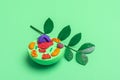Model of plant cell on green background. Green world and education concept Royalty Free Stock Photo