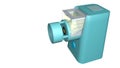 Model of portable nebulizer for the treatment of asthma on a white background.