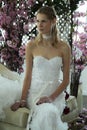 A model poses during the Marchesa Spring/Summer 2018 Couture Bridal presentation Royalty Free Stock Photo