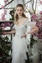 A model poses during the Marchesa Spring/Summer 2018 Couture Bridal presentation Royalty Free Stock Photo