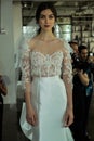 A model poses during the Marchesa Spring/Summer 2018 Couture Bridal presentation Royalty Free Stock Photo