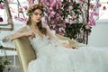 A model poses during the Marchesa Spring/Summer 2018 Couture Bridal presentation Royalty Free Stock Photo