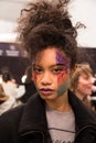 A model posing backstage at the FTL Moda fashion show during MBFW Fall 2015