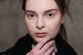 A model posing backstage at the Sally LaPointe Fashion show during MBFW Fall 2015 Royalty Free Stock Photo