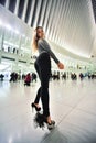 Model posing at NYC subway WTS station.