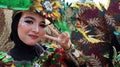 Model posing at street batik carnival, Pekalongan