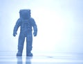 Model printed on 3d printer close-up. Cosmonaut of blue color.