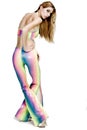 Model in rainbow pants. Royalty Free Stock Photo