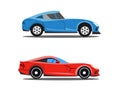 Model red and blue of profile cars Royalty Free Stock Photo