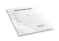 A model release form document with signature lines and text fields isolated on white background Royalty Free Stock Photo