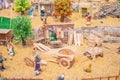 model representing people in rural life, inserted in a Catholic nativity scene.  Scale of people about 5cm. Royalty Free Stock Photo