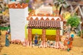 model representing people in rural life, inserted in a Catholic nativity scene.  Scale of people about 5cm. Royalty Free Stock Photo