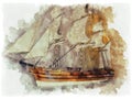 Model Ship as Watercolor Image