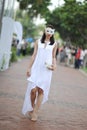 Model showcasing White Moon accessories and jewelries during Singapore Yacht Show at One Degree 15 Marina Club Sentosa Cove Royalty Free Stock Photo