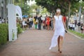 Model showcasing White Moon accessories and jewelries during Singapore Yacht Show at One Degree 15 Marina Club Sentosa Cove Royalty Free Stock Photo