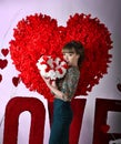 Valentine's day holiday.Cheerful,attractive,beautiful,awesome,lovely girl Royalty Free Stock Photo