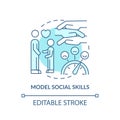 Model social skills turquoise concept icon