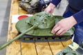 Model Soviet experimental tank object 279 in hands designer Royalty Free Stock Photo
