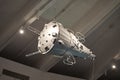 Model of the space satellite - exhibit in Planetarium museum. Moscow, Russia - August 2020