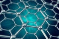 Model structure of graphene sheets on a blue background. 3d illustration