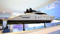 Model of super luxury yacht at Yacht Show Royalty Free Stock Photo