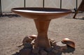 Bronze washing bowl, Model of Tabernacle, tent of meeting in Timna Park, Negev desert, Eilat, Israel Royalty Free Stock Photo