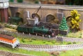 Model of train on railstation. Royalty Free Stock Photo