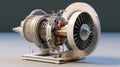 Model of turbine engine with longitudinal section for studying arrangement of blades and combustion chambers Royalty Free Stock Photo