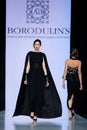 Model walk runway for BORODULIN`S catwalk at Fall-Winter 2017-2018 at Mercedes-Benz Fashion Week Russia. Royalty Free Stock Photo