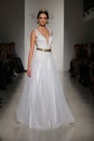 A model walks runway during the Julie Vino Bridal Fall/Winter 2016 Royalty Free Stock Photo