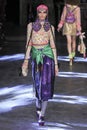 A model walks the runway during the Manish Arora show