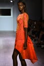 A model walks the runway at Raul Penaranda fashion show Royalty Free Stock Photo