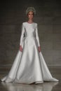 A model walks the runway for Reem Acra Bridal show Fall/Winter 2018 Collection