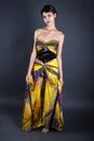 Model Wearing Tie Dye Yellow Dress Royalty Free Stock Photo