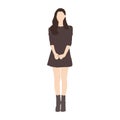 Korean Female Figure in Flat Minimalist Style, Modern Fashion Girl Without Outline Royalty Free Stock Photo