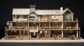 The model of the wooden house on a black background Royalty Free Stock Photo
