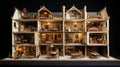 The model of the wooden house on a black background Royalty Free Stock Photo