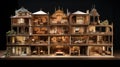 The model of the wooden house on a black background Royalty Free Stock Photo