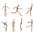 Model Wooden Mannequin Collection Poses Isolated