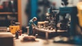 Model Worker in Workshop with Machinery and Tools in Focused Setting Royalty Free Stock Photo