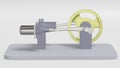 Model of working stirling engine - 3d animation