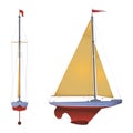 Model Yacht A-class. Front and side view. Vector illustration isolated on white