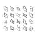 Modeling Engineering Collection isometric icons set vector sign