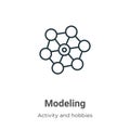 Modeling outline vector icon. Thin line black modeling icon, flat vector simple element illustration from editable activity and