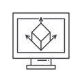 Modelling icon, linear isolated illustration, thin line vector, web design sign, outline concept symbol with editable